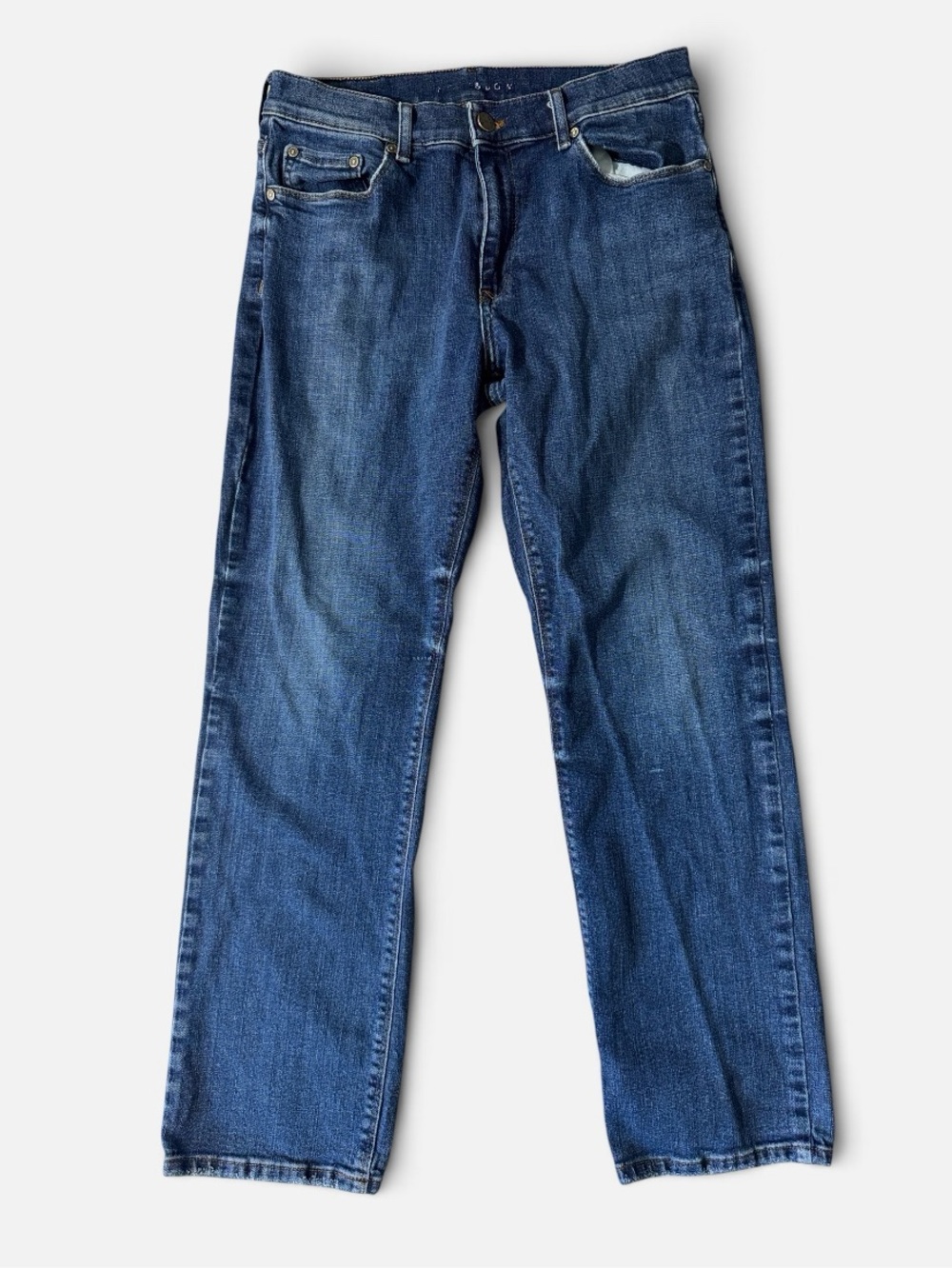 Mott & Bow mens 32x29 straight leg blue cotton blend denim blue jeans EUC